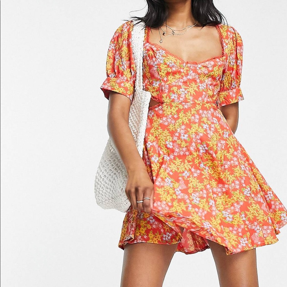 ASOS DESIGN Mini Red Floral Dress